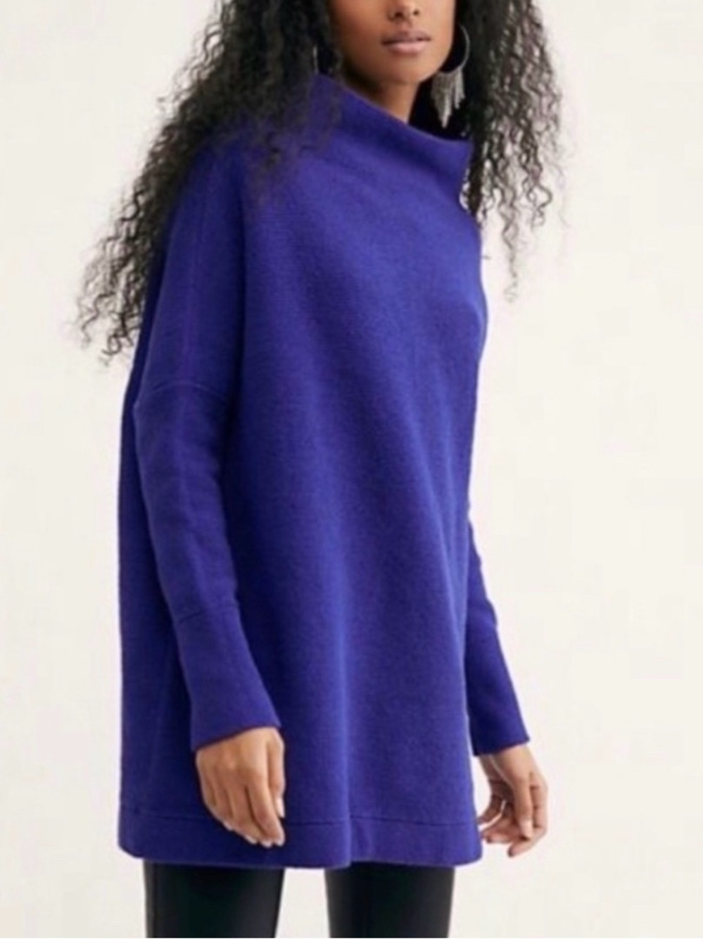 Free People Ottoman Oversized Slouchy Ribbed Tunic - Purple|Blue